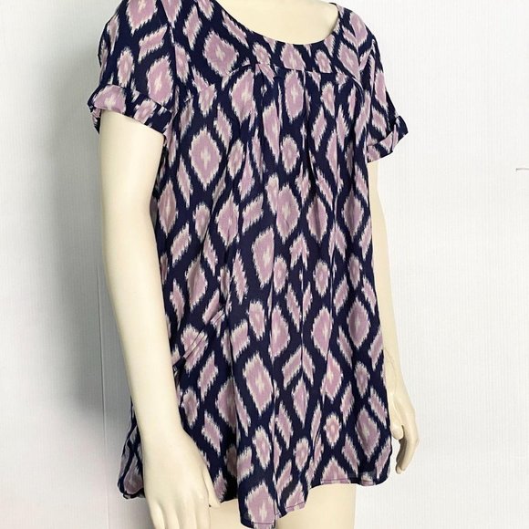 Holding Horses navy/lilac pocket tunic top sz S Anthro anthropologie - Picture 6 of 9